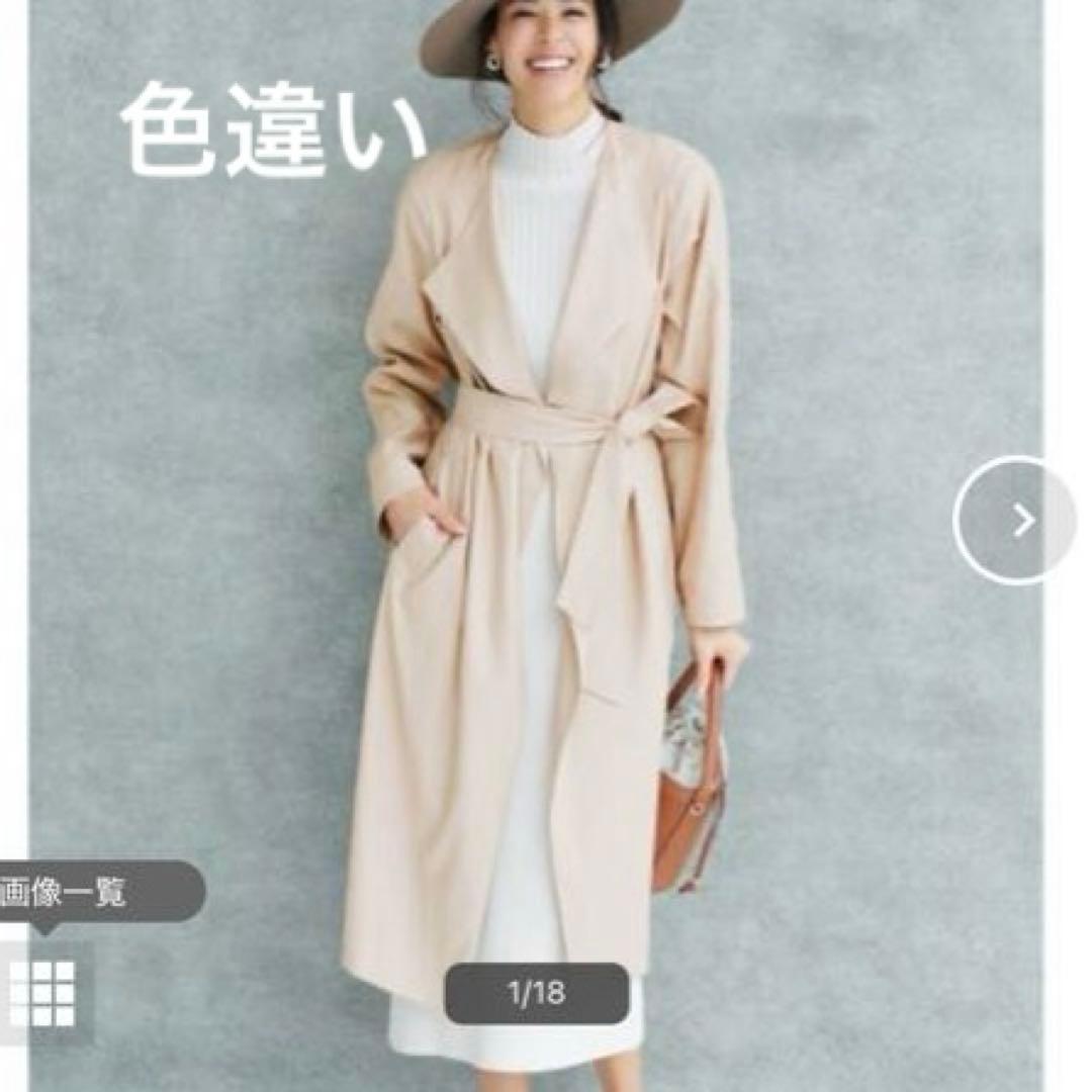 【23区】完売品！リネン混ソフトツィルノーカラースプリングコートSから M