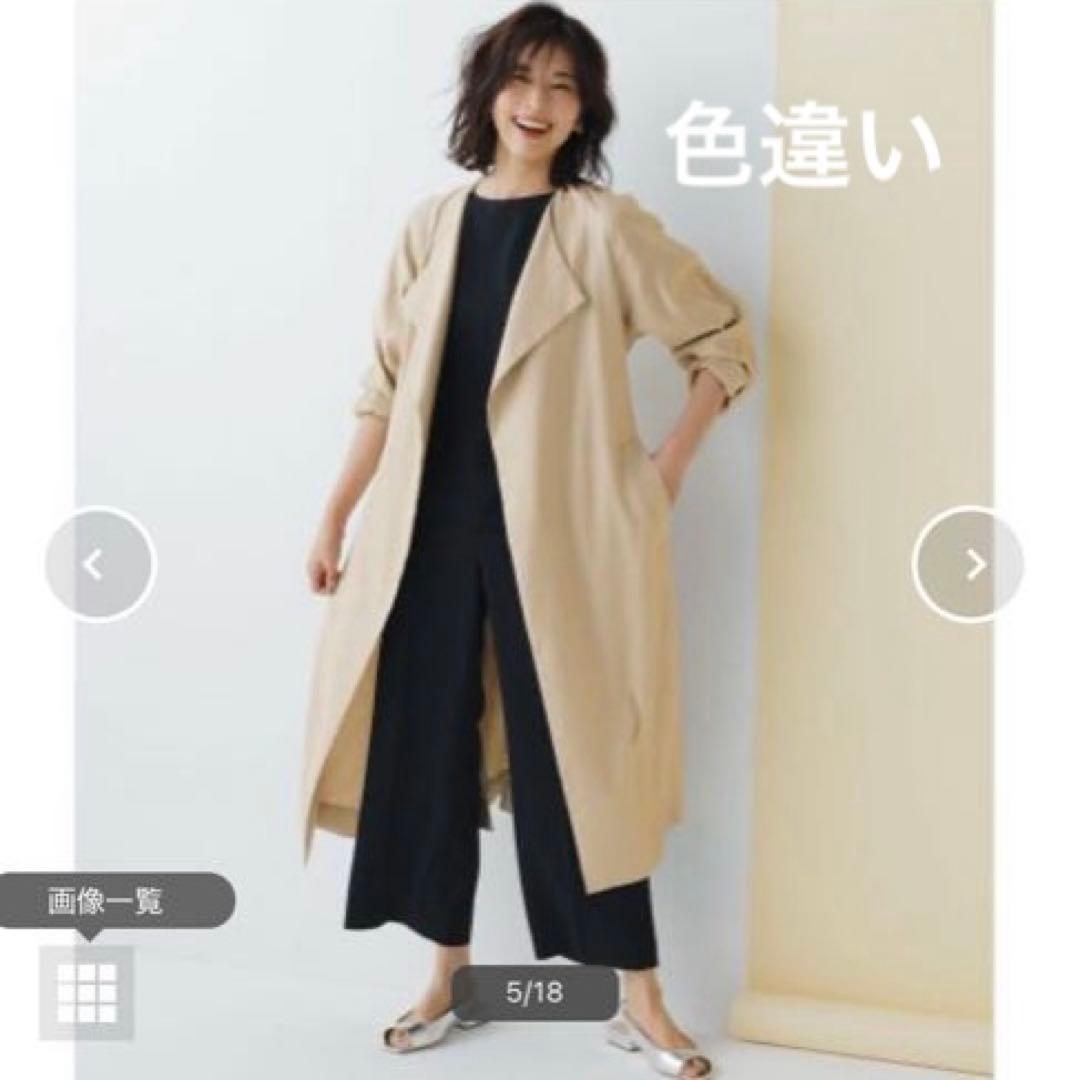 【23区】完売品！リネン混ソフトツィルノーカラースプリングコートSから M
