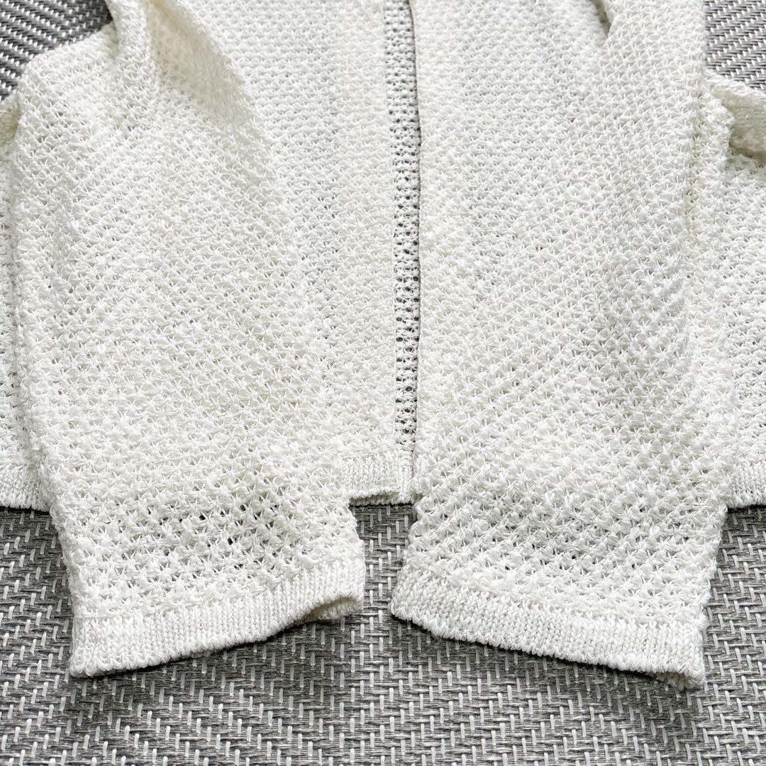 極美品 ANAYI アナイ メッシュ ノーカラージャケットカーディガン 白 M