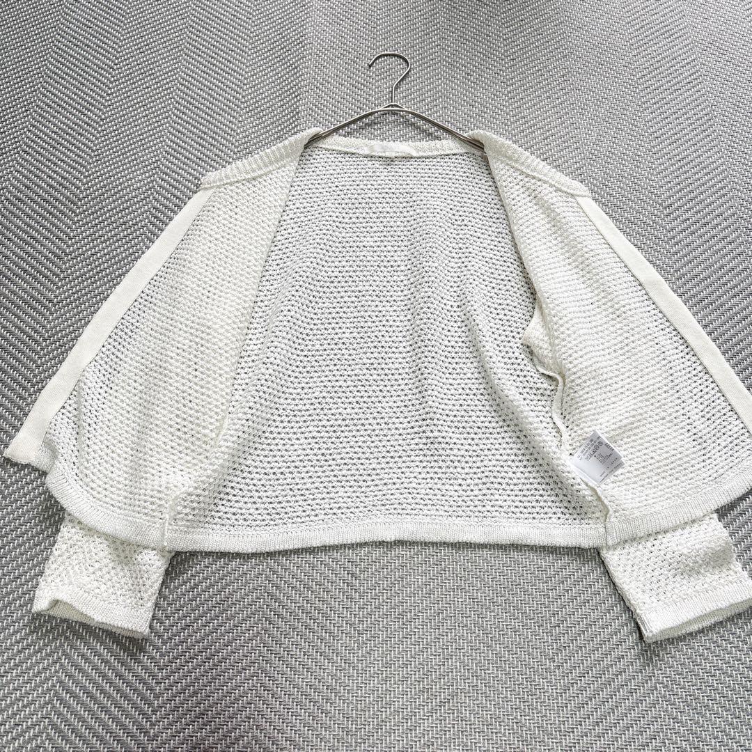 極美品 ANAYI アナイ メッシュ ノーカラージャケットカーディガン 白 M