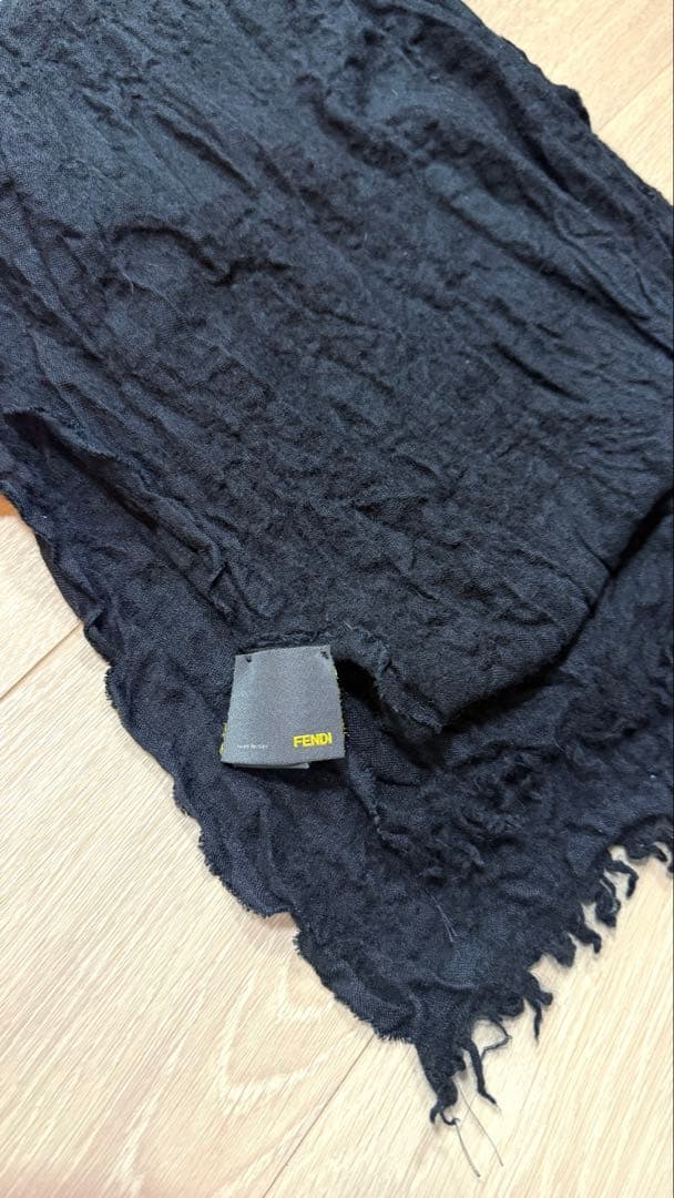 【限定値下げ‼️】 FENDI ストールブラックウールシルクフリンジ 正規品