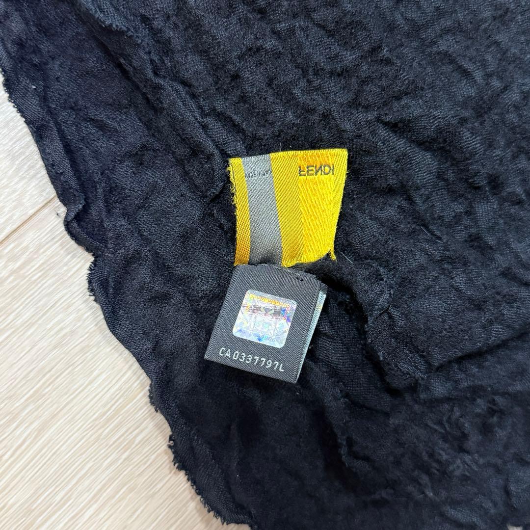 【限定値下げ‼️】 FENDI ストールブラックウールシルクフリンジ 正規品