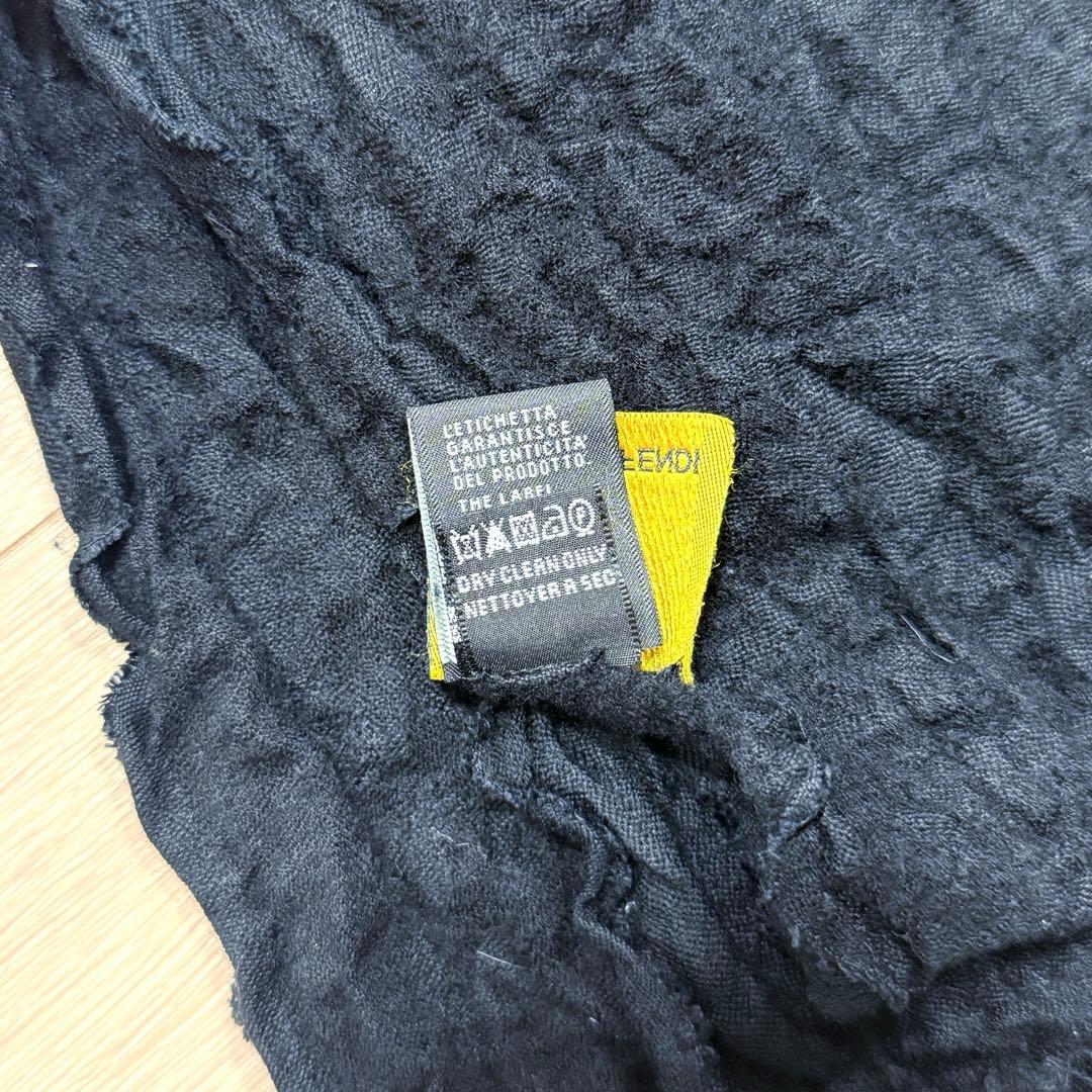 【限定値下げ‼️】 FENDI ストールブラックウールシルクフリンジ 正規品