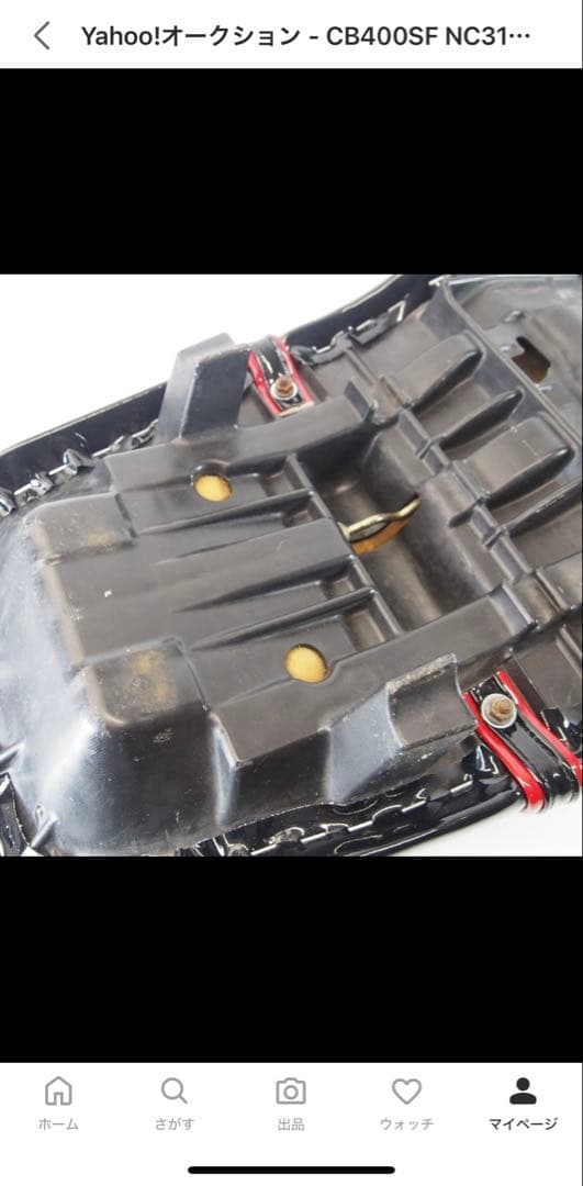 専用CB400SF NC31 前期用 チョビ三段シート 黒エナメル 赤パイピング