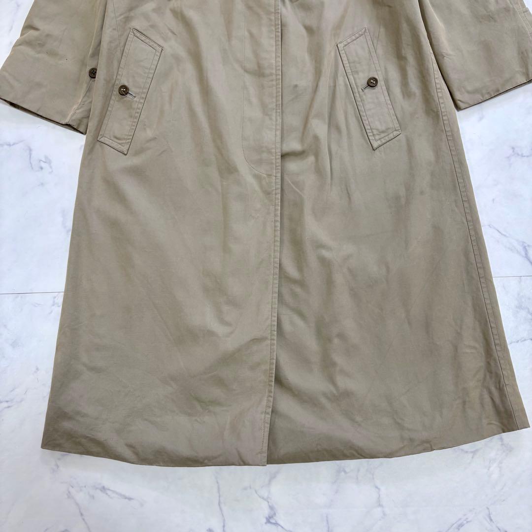 美品 バーバリー ステンカラーコート L カーキ ノバチェック レディース