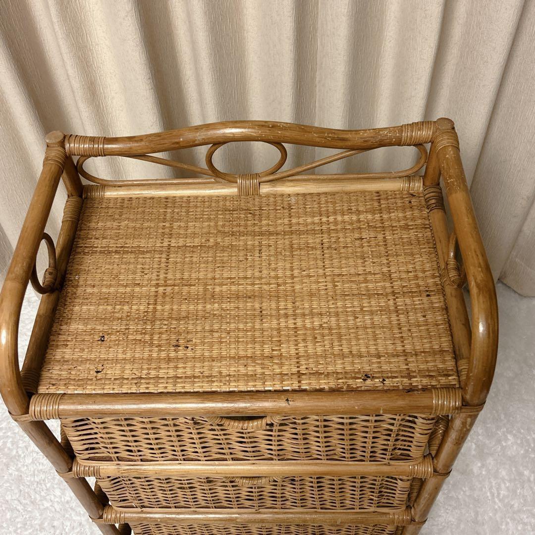 レトロ ラタン チェスト 4段 籐 家具 アンティーク タンス