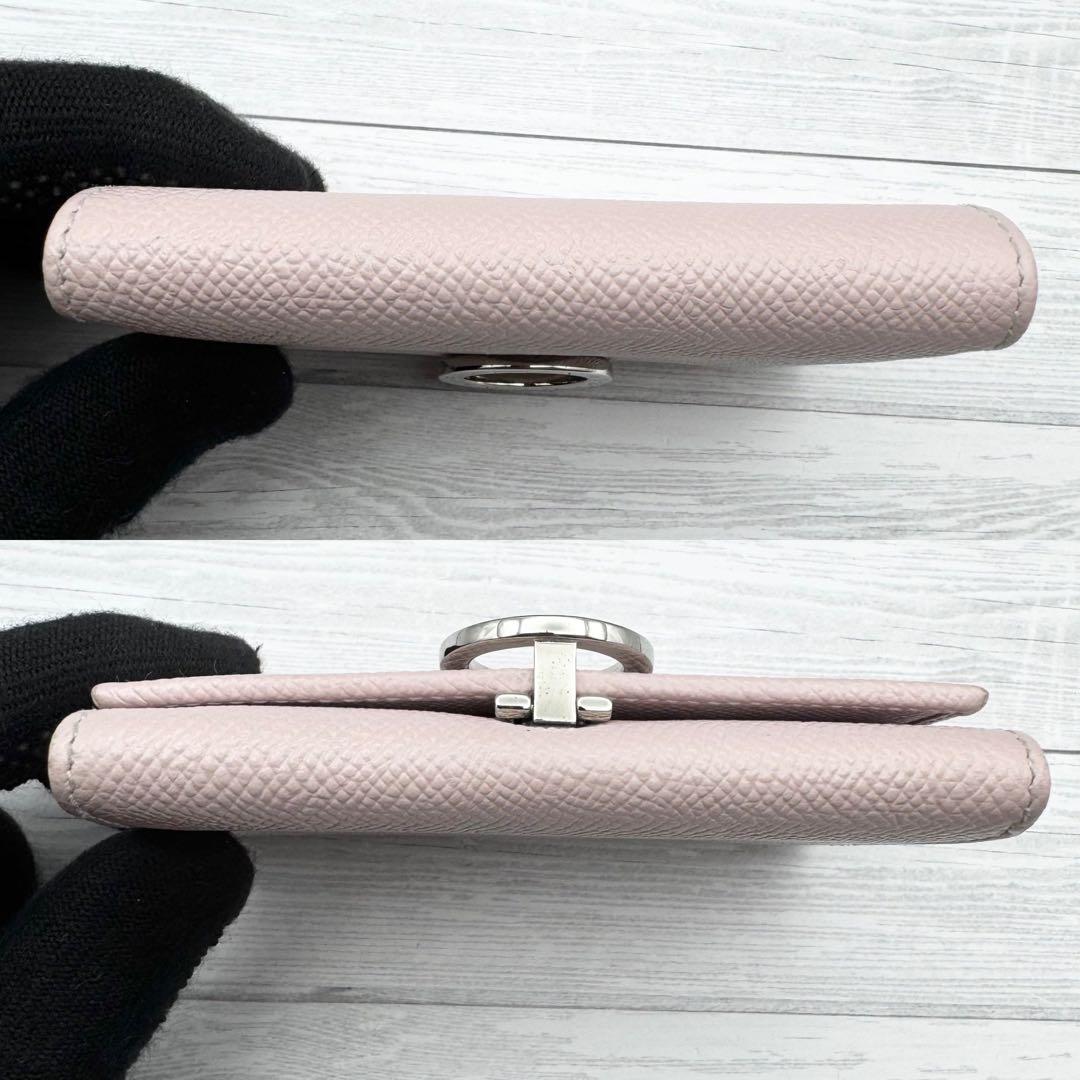 【美品】ブルガリ　名刺入れ　ビーゼロワン　ロゴクリップ　レザー　ピンク