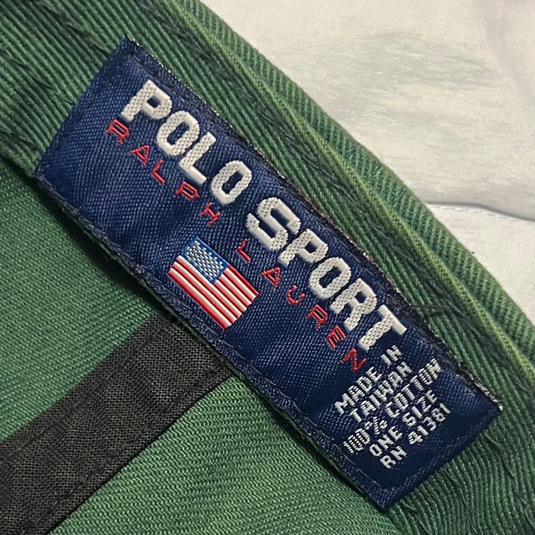 POLO SPORT ストラップコットンCAP グリーン 90s 激レア 星条旗