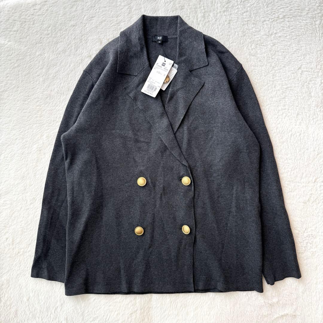 24AW プラステ レーヨンブレンドニットダブルジャケット グレー M