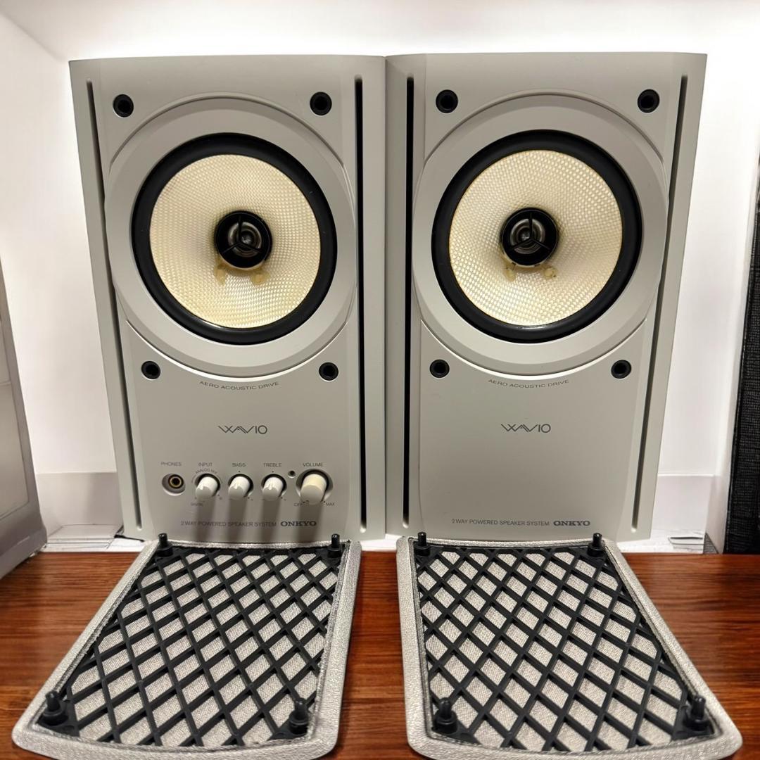 ☆良品 ONKYO WAVIO GX-77M W モニターアンプ内蔵 スピーカー