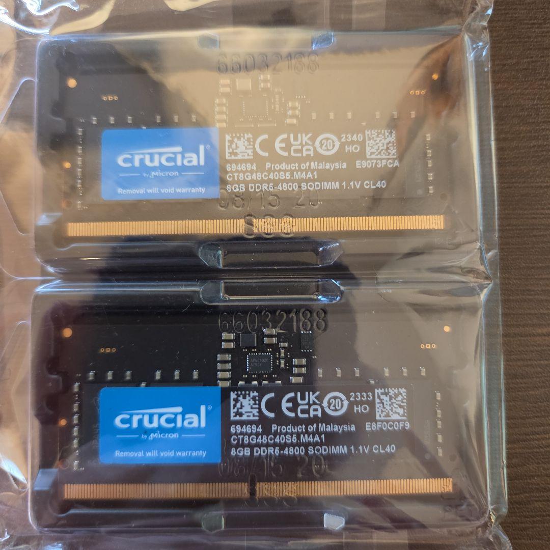 Crucial 8GB×2 DDR5-4800 SODIMM メモリー