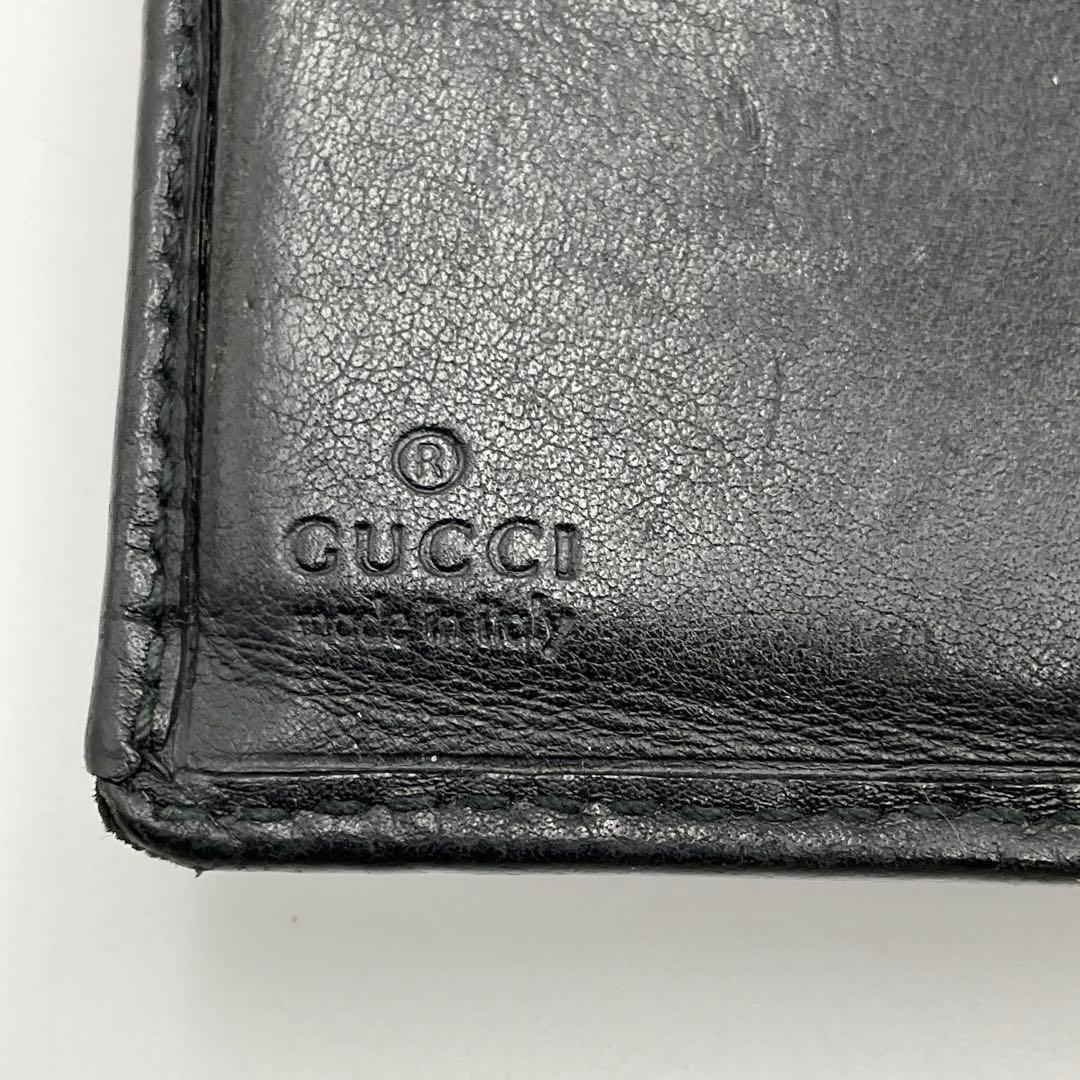 グッチ GUCCI 折財布 GG シマ レザー ブラック