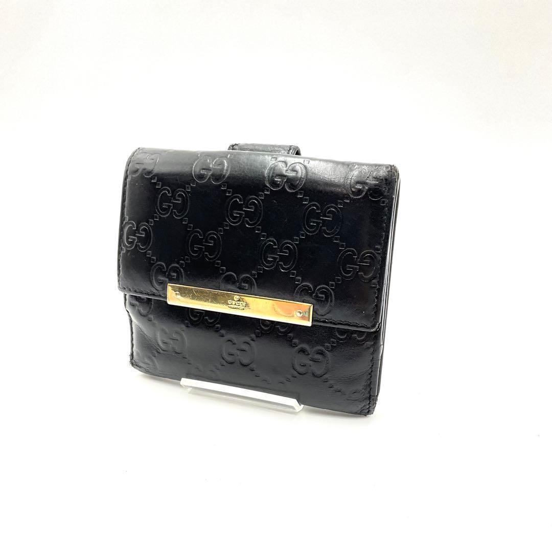 グッチ GUCCI 折財布 GG シマ レザー ブラック