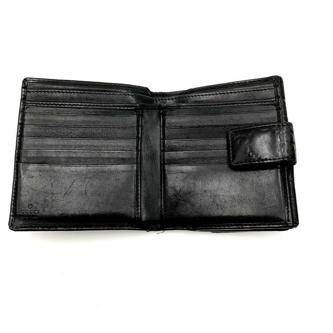 グッチ GUCCI 折財布 GG シマ レザー ブラック