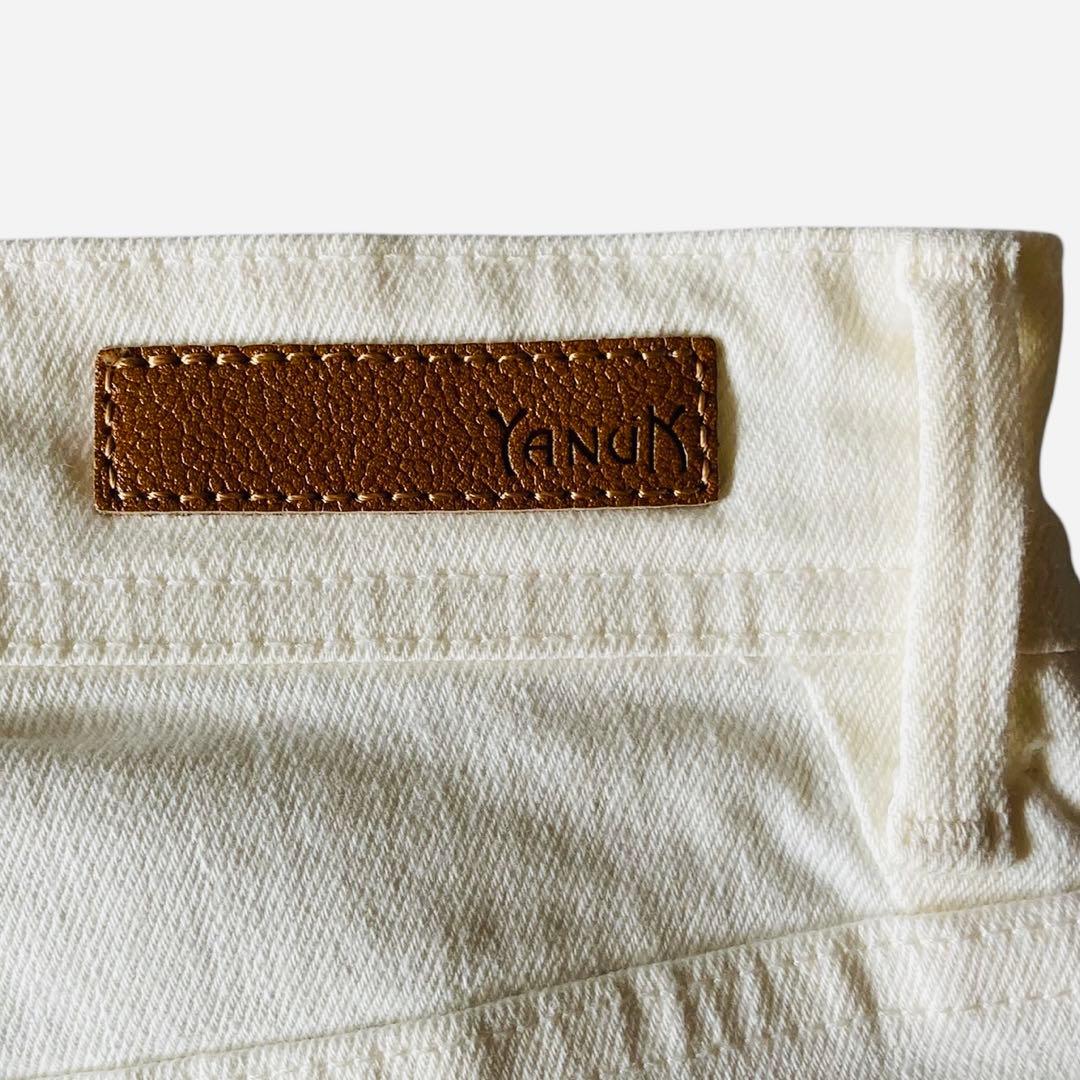 【美品】✨ヤヌーク Lea ホワイト ボーイズストレートデニム カットオフ 24