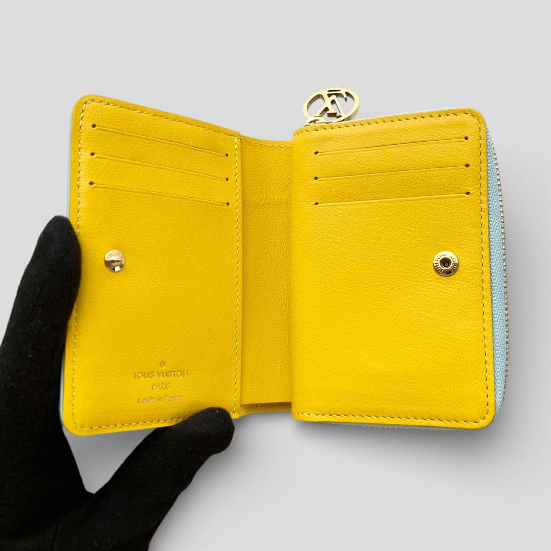 展示品 ルイヴィトン ポルトフォイユ ルー モノグラム レザー ブルー 財布