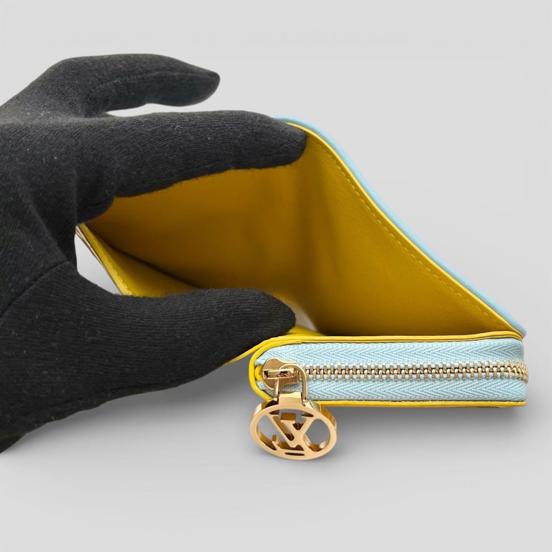 展示品 ルイヴィトン ポルトフォイユ ルー モノグラム レザー ブルー 財布