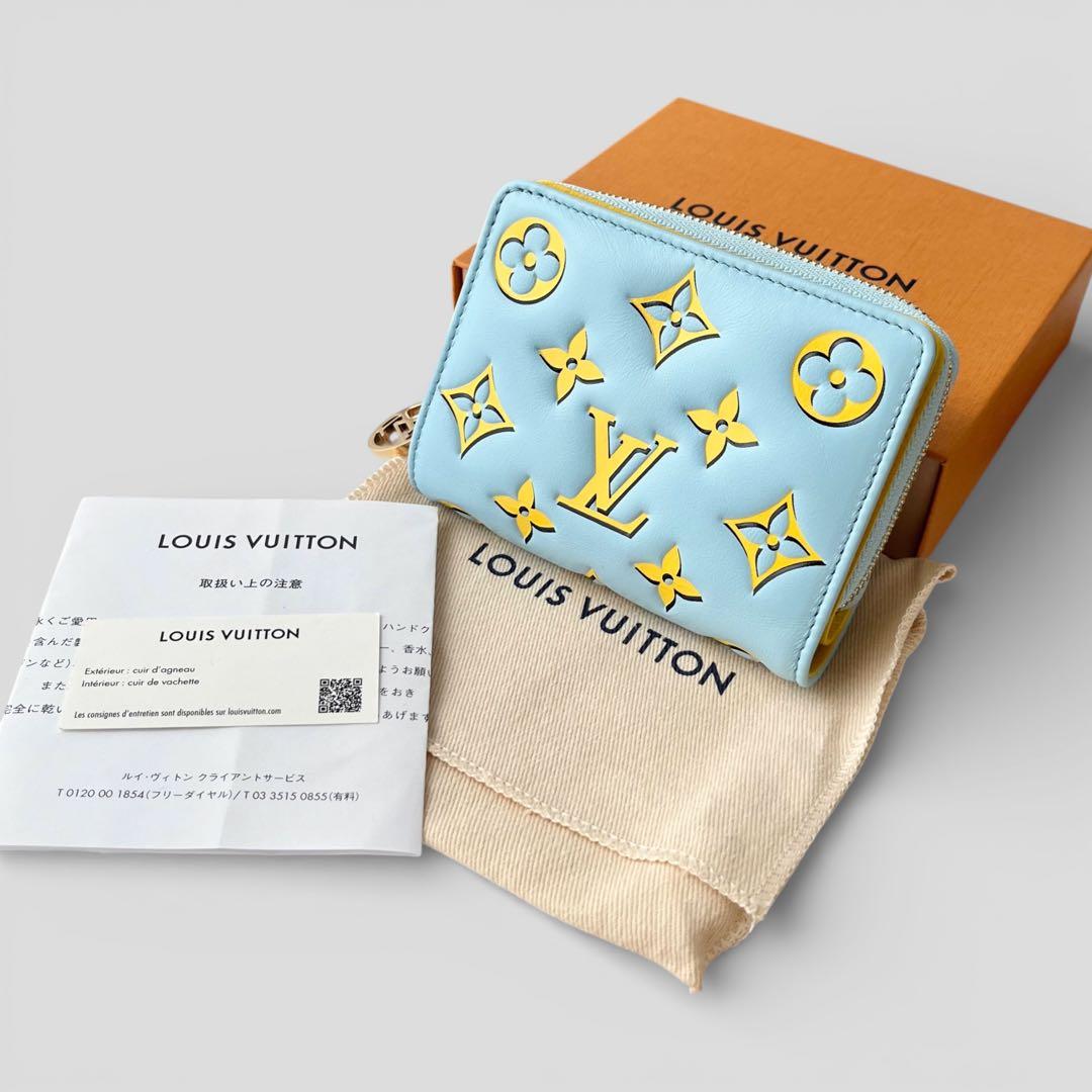 展示品 ルイヴィトン ポルトフォイユ ルー モノグラム レザー ブルー 財布