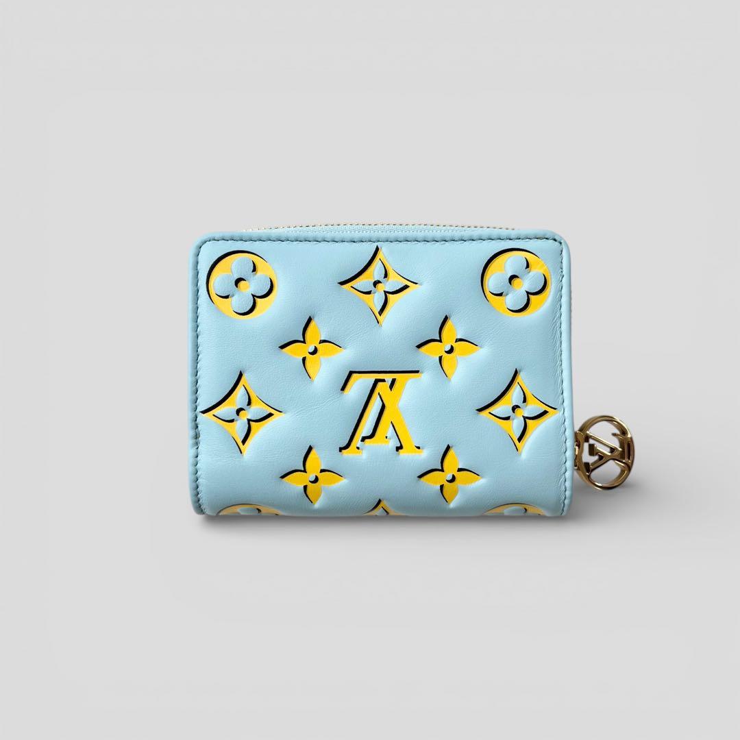 展示品 ルイヴィトン ポルトフォイユ ルー モノグラム レザー ブルー 財布