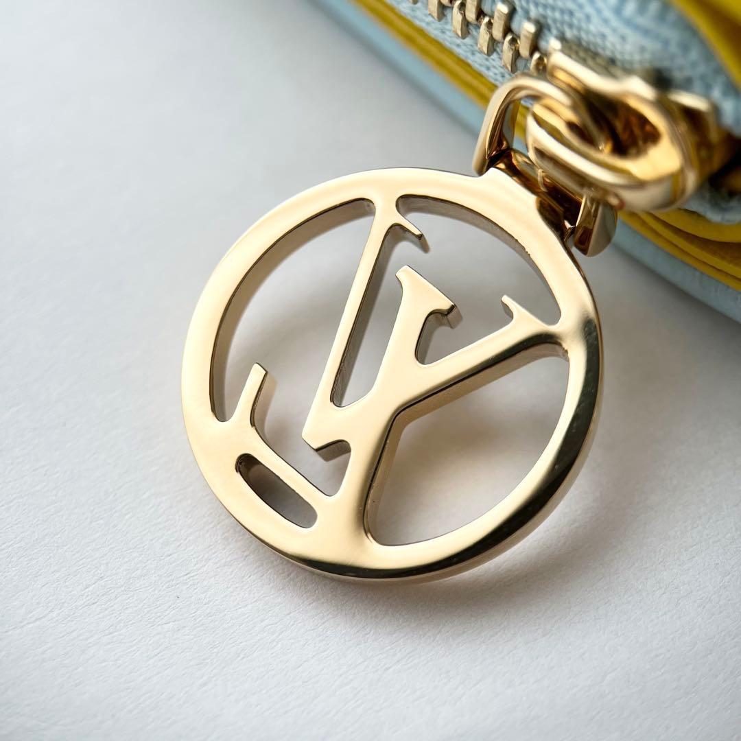 展示品 ルイヴィトン ポルトフォイユ ルー モノグラム レザー ブルー 財布