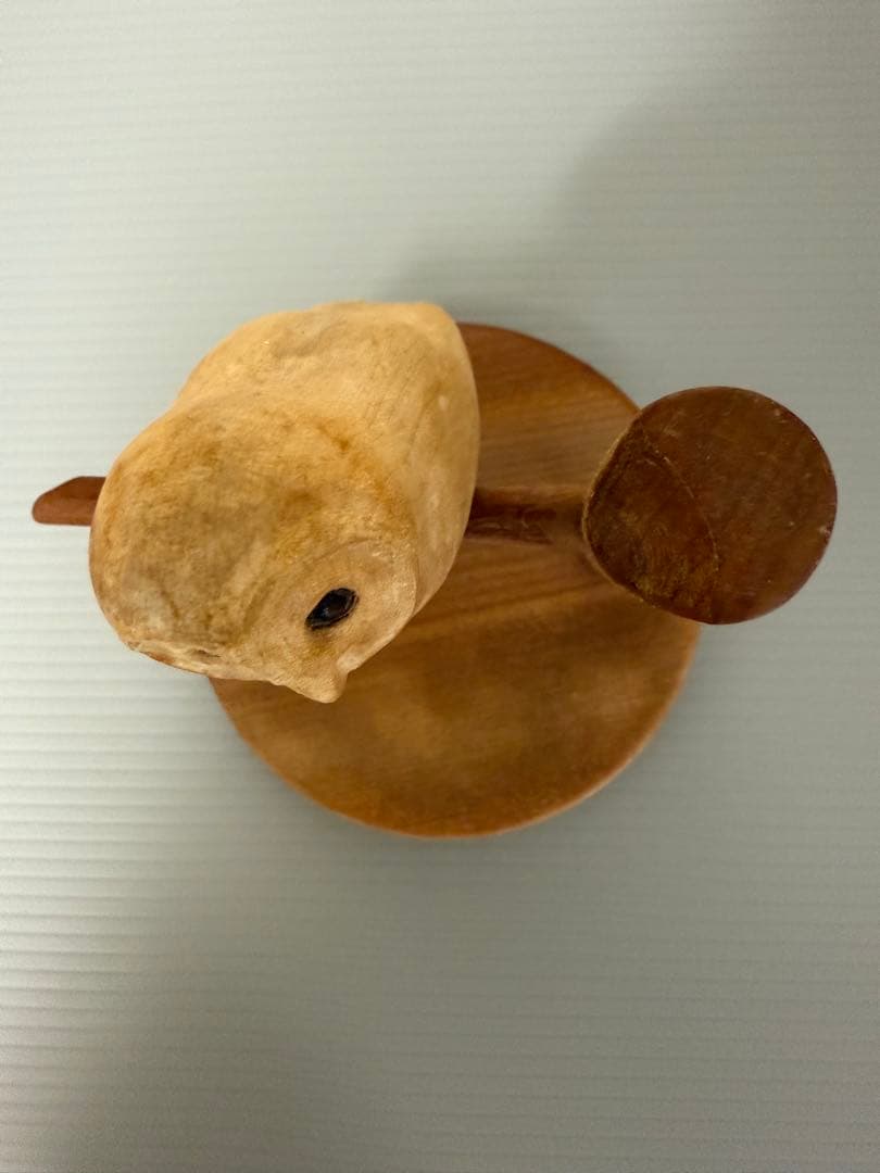 木製フクロウの彫刻オブジェ①★木彫りのふくろう置物★OWL★小泉順子さん製作