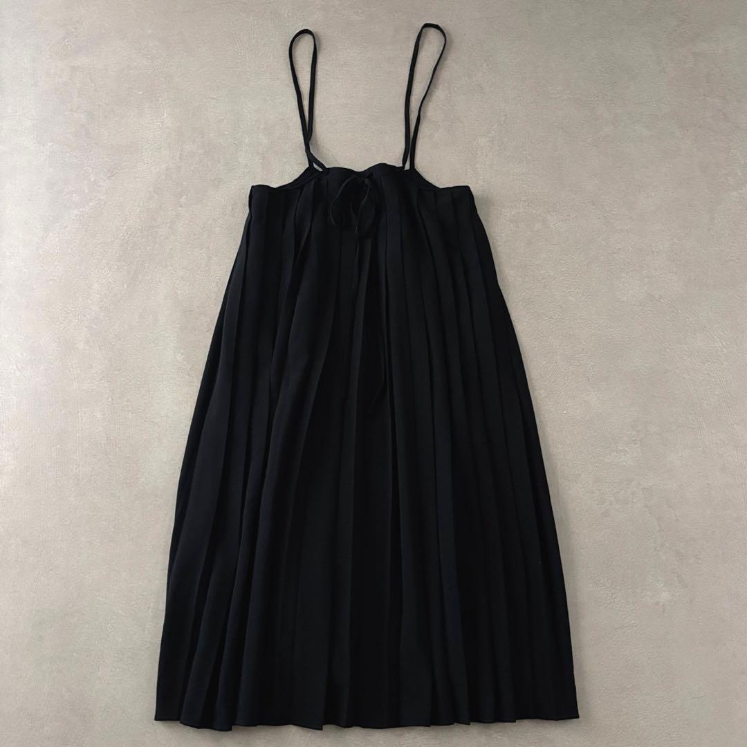 Curensology プリーツサロペット ロング丈 ブラック 大人サロペット