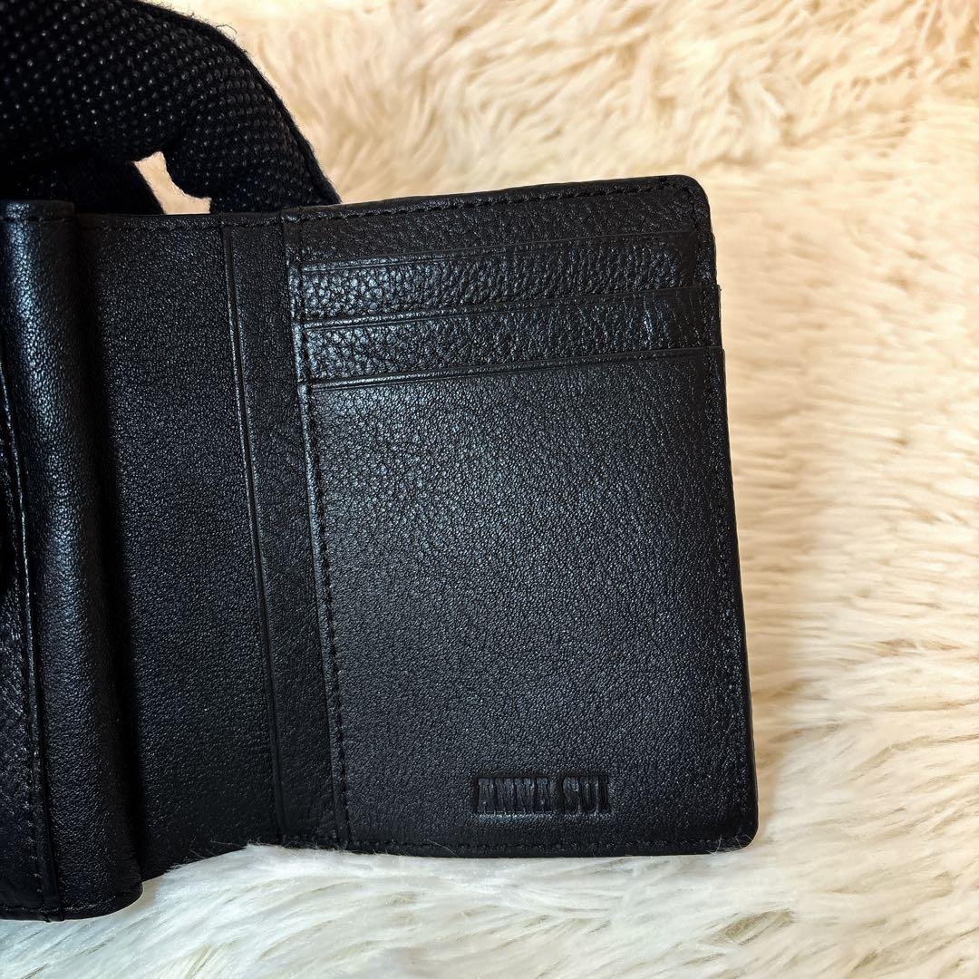 希少 完売品 アナスイ 折り財布 ヴィンテージローズ がま口 レザー ブラック