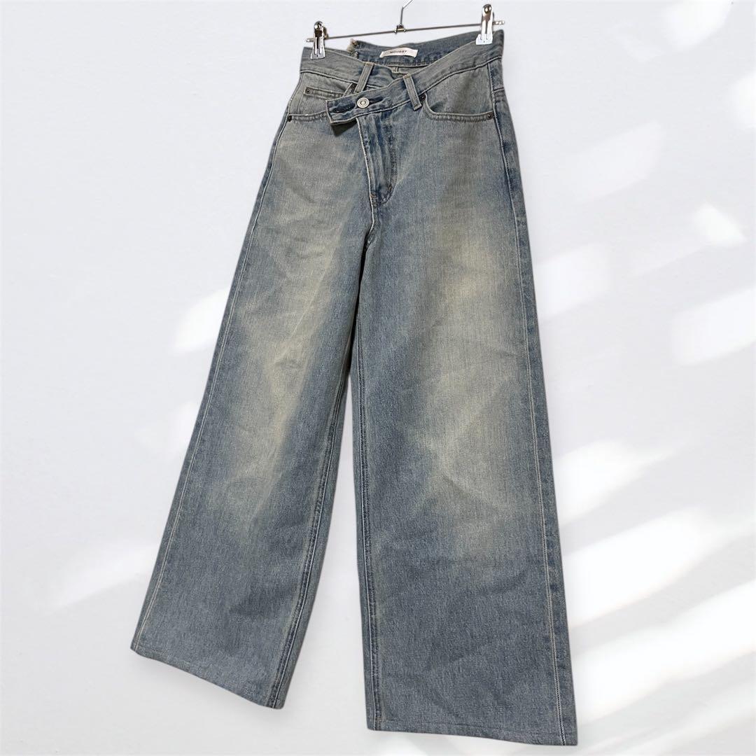 パンツ MOUSSY CROSS WAIST WIDE STRAIGHT 0