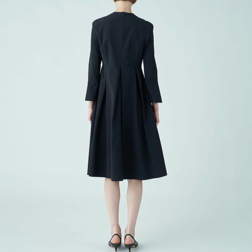 Ballsey ボールジィ ストレッチタフタ ボックスタックワンピース ネイビー