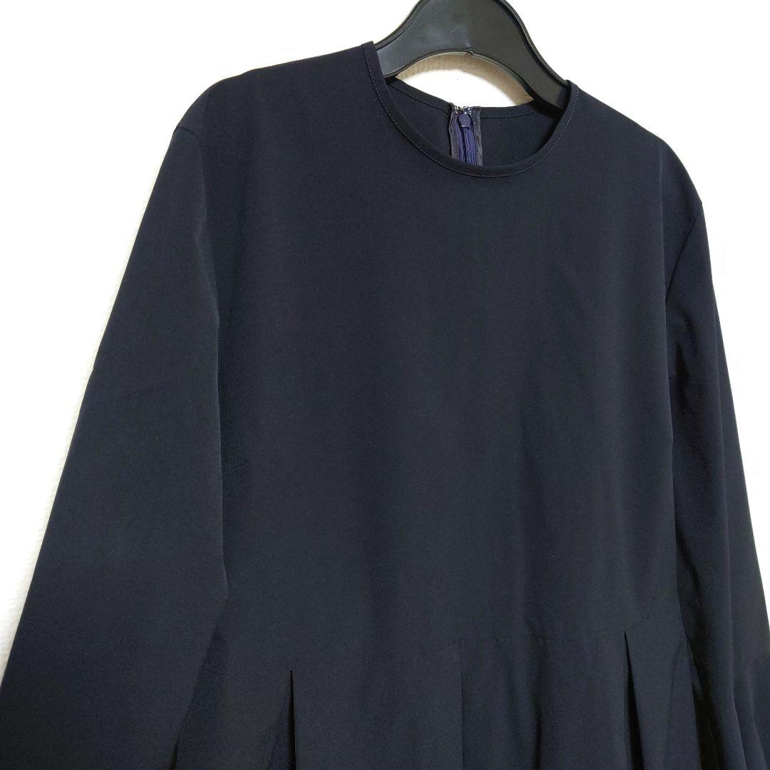 Ballsey ボールジィ ストレッチタフタ ボックスタックワンピース ネイビー