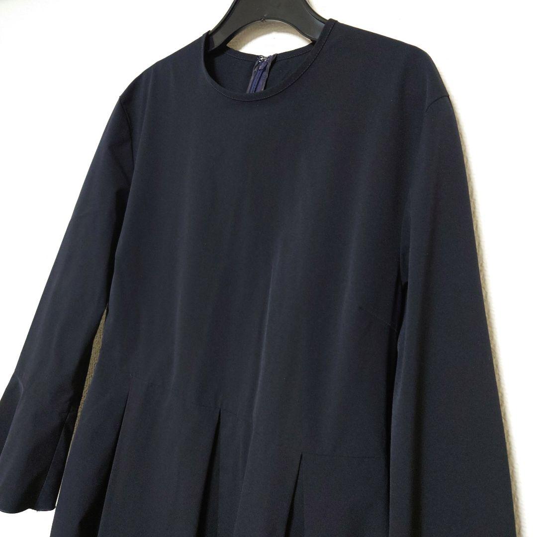 Ballsey ボールジィ ストレッチタフタ ボックスタックワンピース ネイビー