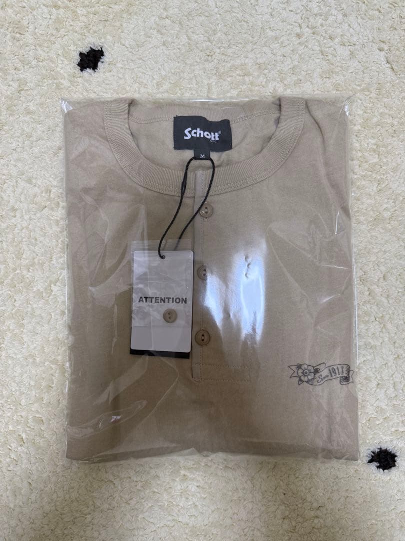 【限定完売品】 Schott シェイクハンド ヘンリーロンT ベージュ Mサイズ
