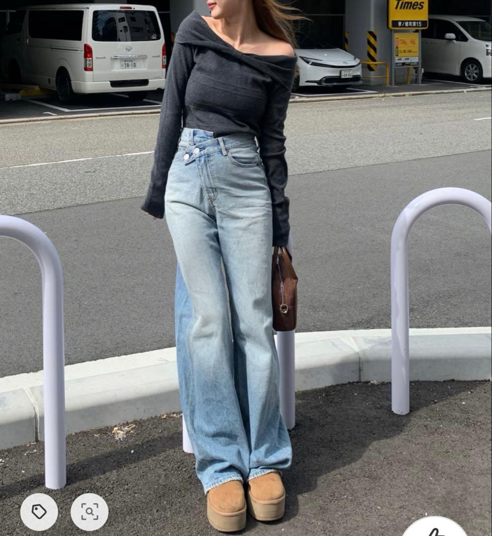 人気完売デニム✨️CROSS WAIST WIDE STRAIGHT 0 マウジー