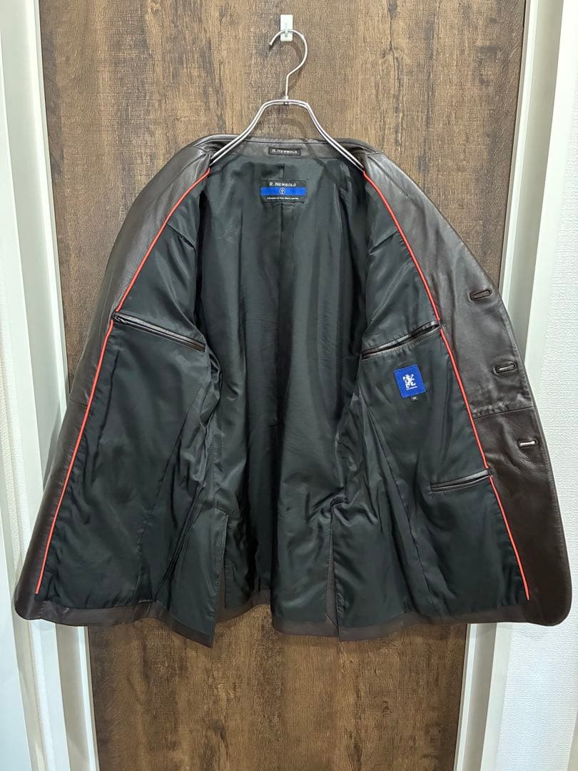 美品 R.NEWBOLD ラムレザー テーラードジャケット M ブラウン 茶色