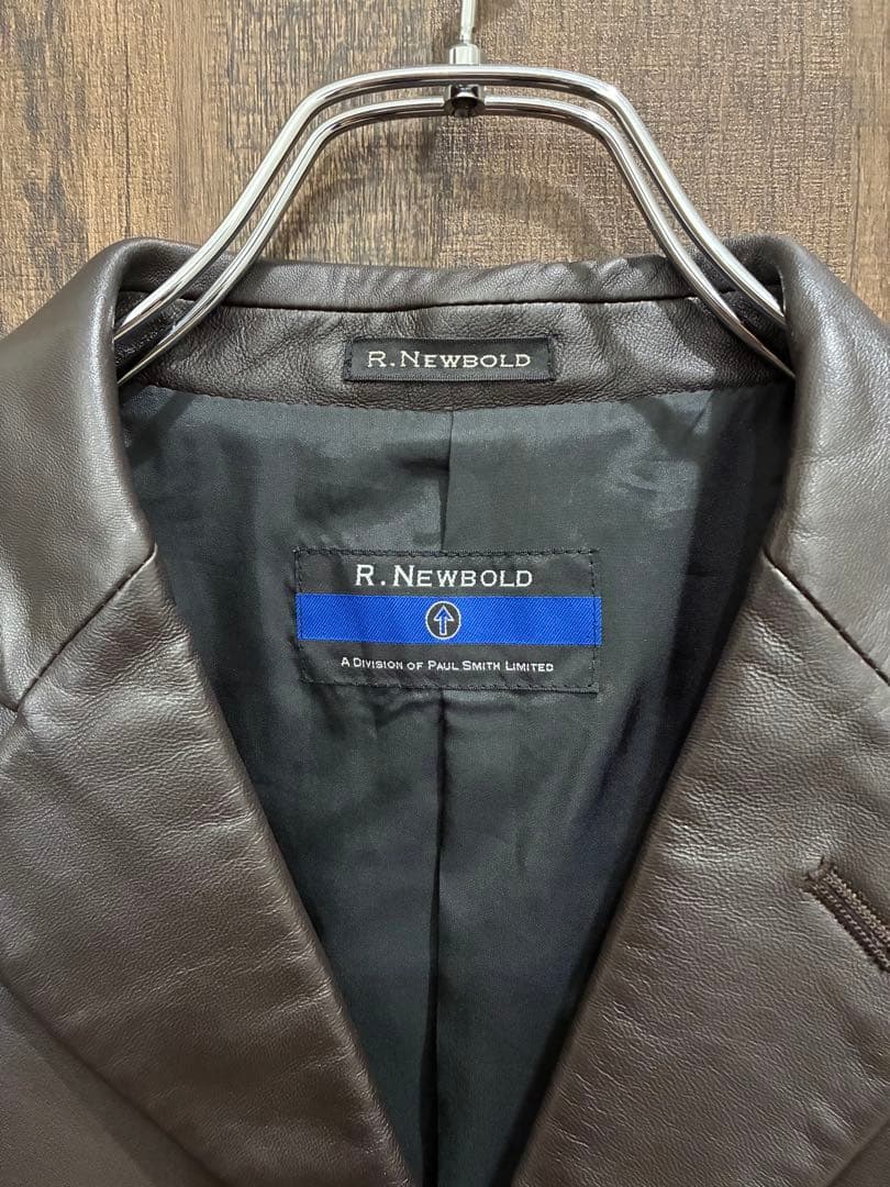 美品 R.NEWBOLD ラムレザー テーラードジャケット M ブラウン 茶色