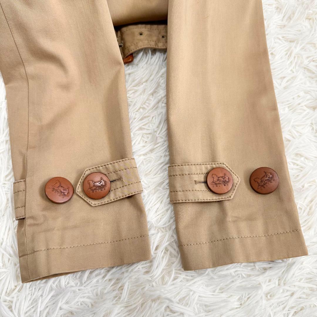 セリーヌ CELINE トレンチコート ロゴボタン 36 ベージュ ベルト付き