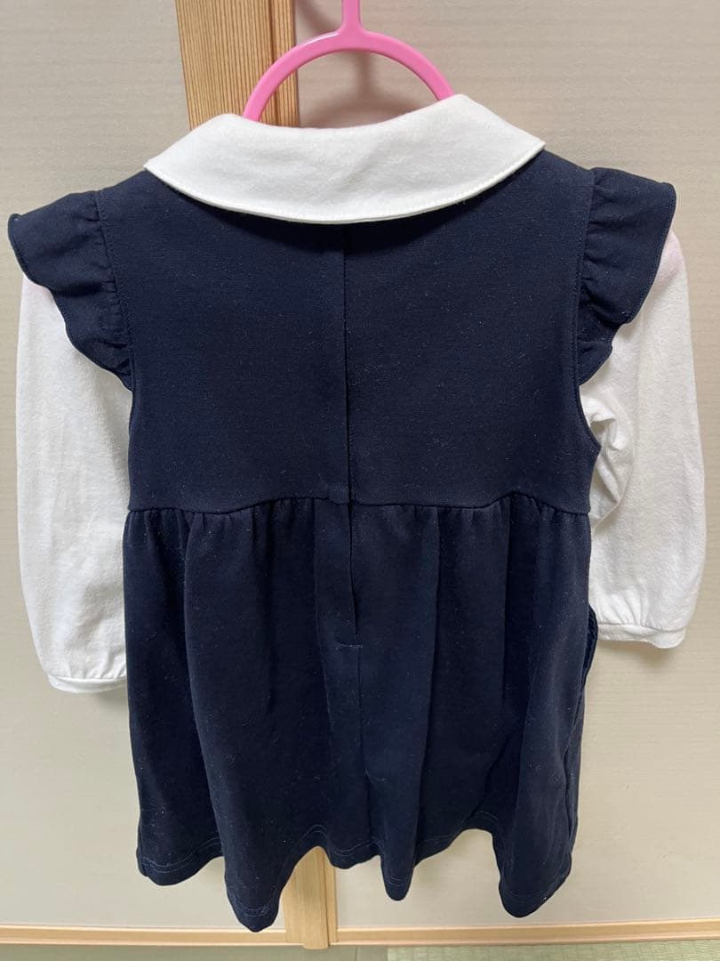 【美品】familiar ジャンバースカート90 長袖シャツ付