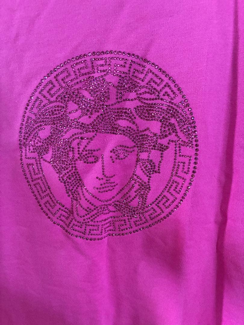 VERSACE ピンク メデューサ刺繍 長袖ワンピース