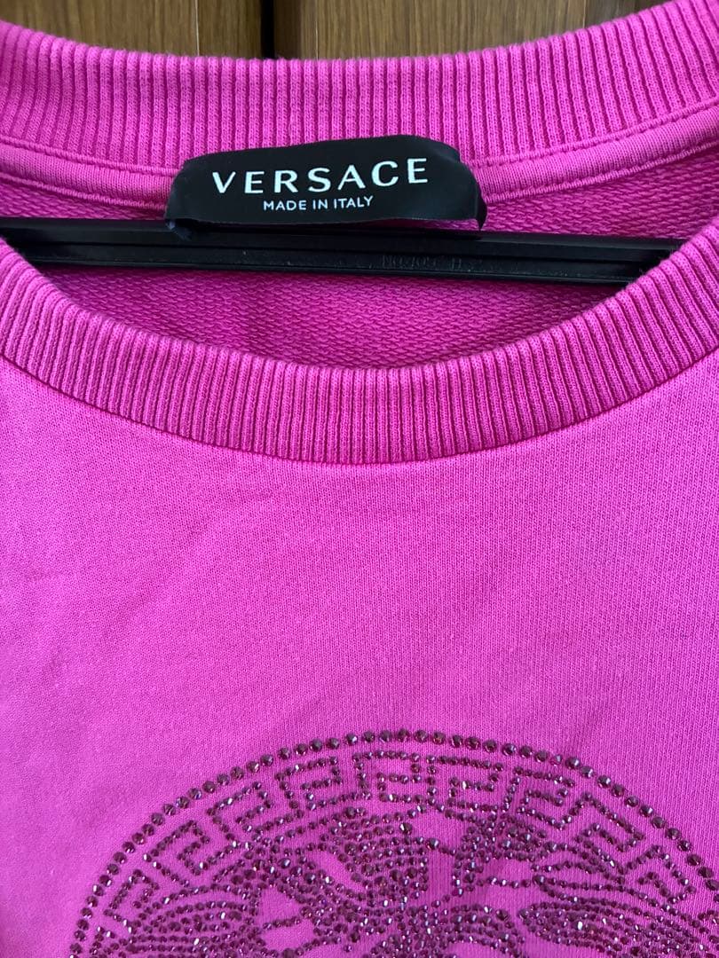VERSACE ピンク メデューサ刺繍 長袖ワンピース