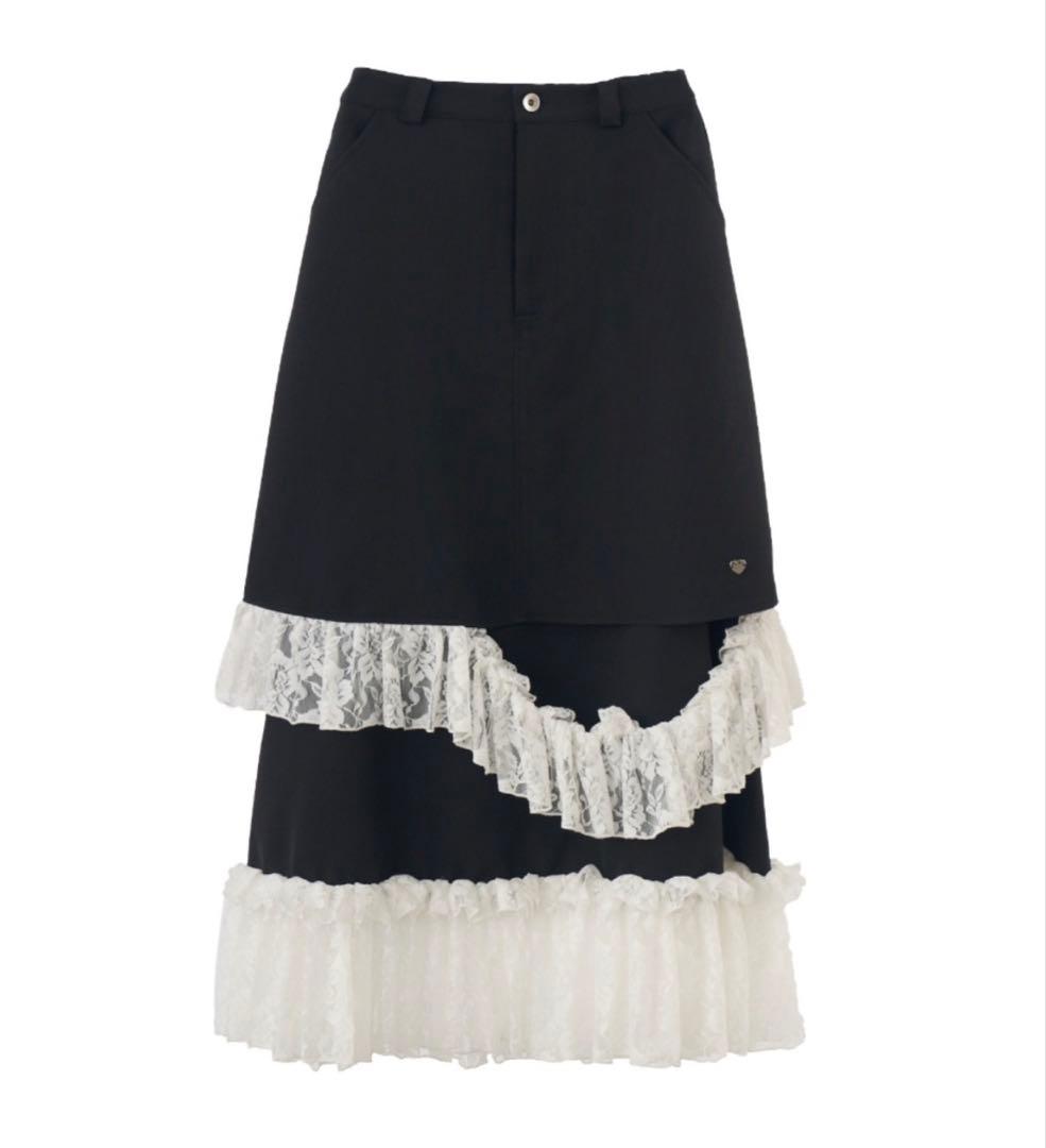 idem イデム　asymmetry lace frill skirt