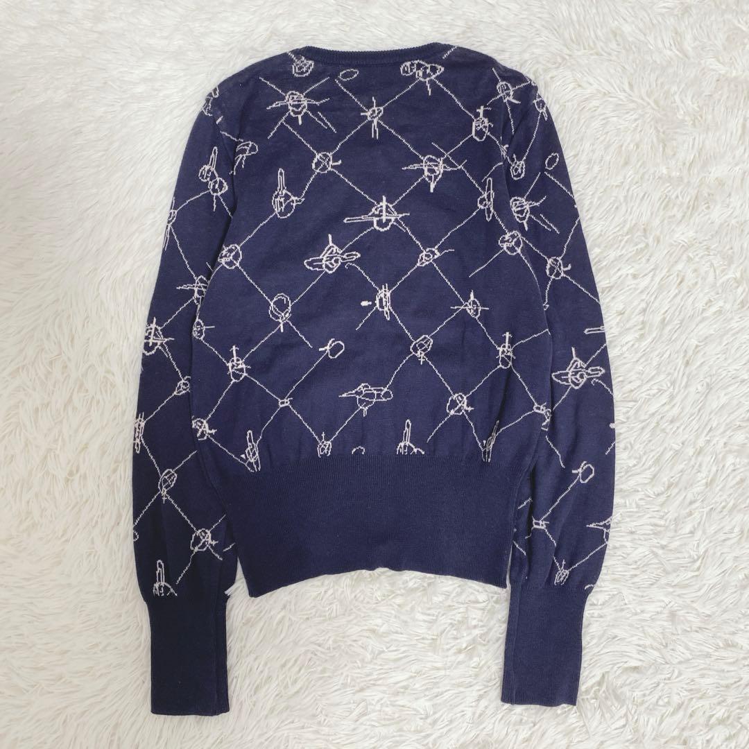 希少 ヴィヴィアンウエストウッド オーブ総柄カーディガン オーブボタン 刺繍入り