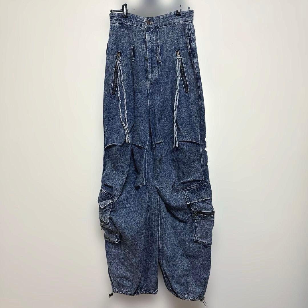 beftey まあたそ ぼってりペイントデニムパンツ(ブルー)