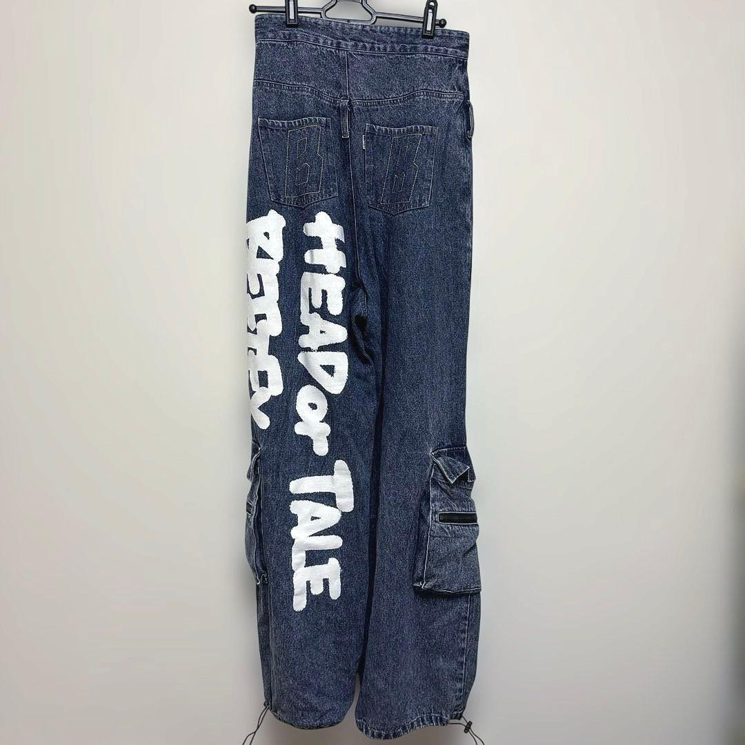 beftey まあたそ ぼってりペイントデニムパンツ(ブルー)