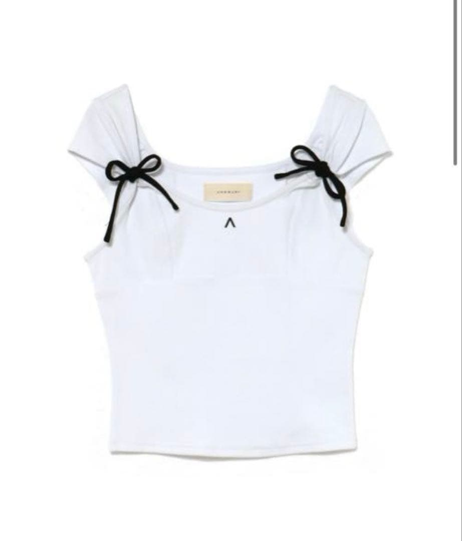 トップス andmary Tina ribbon tops white