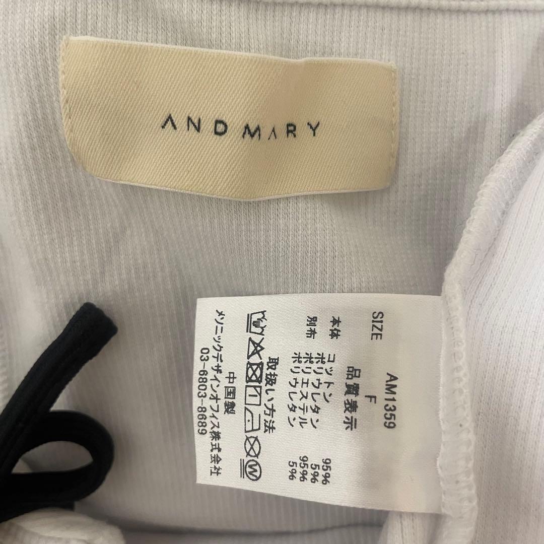 トップス andmary Tina ribbon tops white