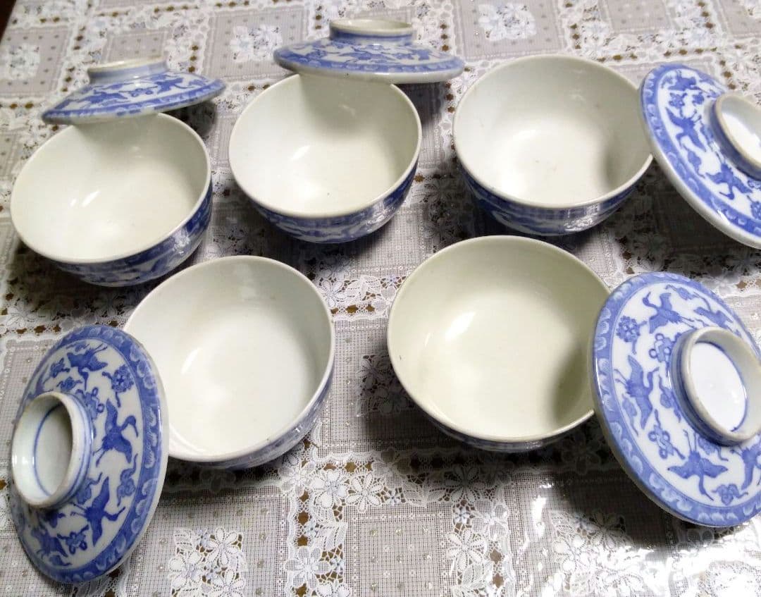 古伊万里　蓋付き椀　5客