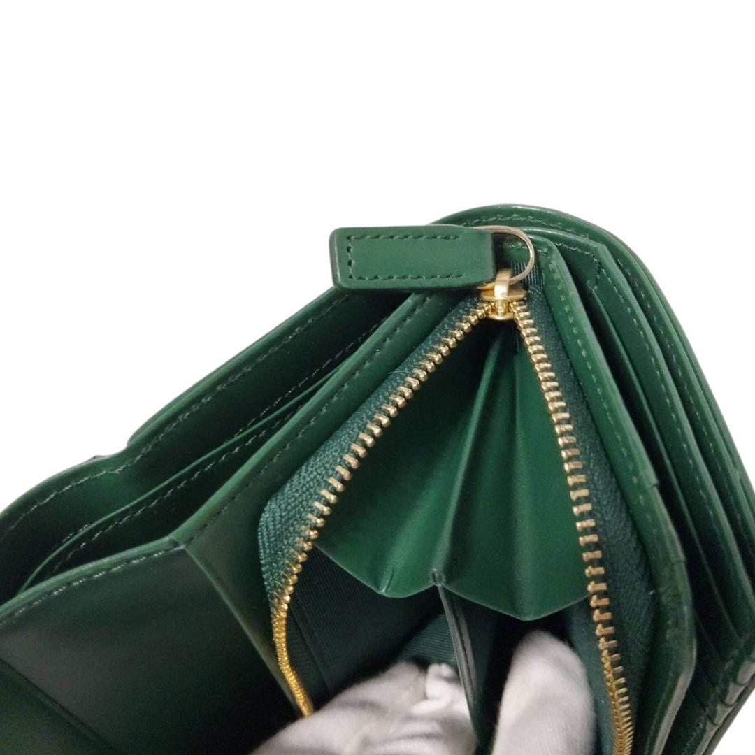 美品 agnes b. 三つ折り財布 グリーン コンパクト 人気色