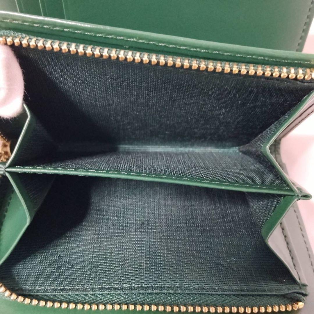 美品 agnes b. 三つ折り財布 グリーン コンパクト 人気色