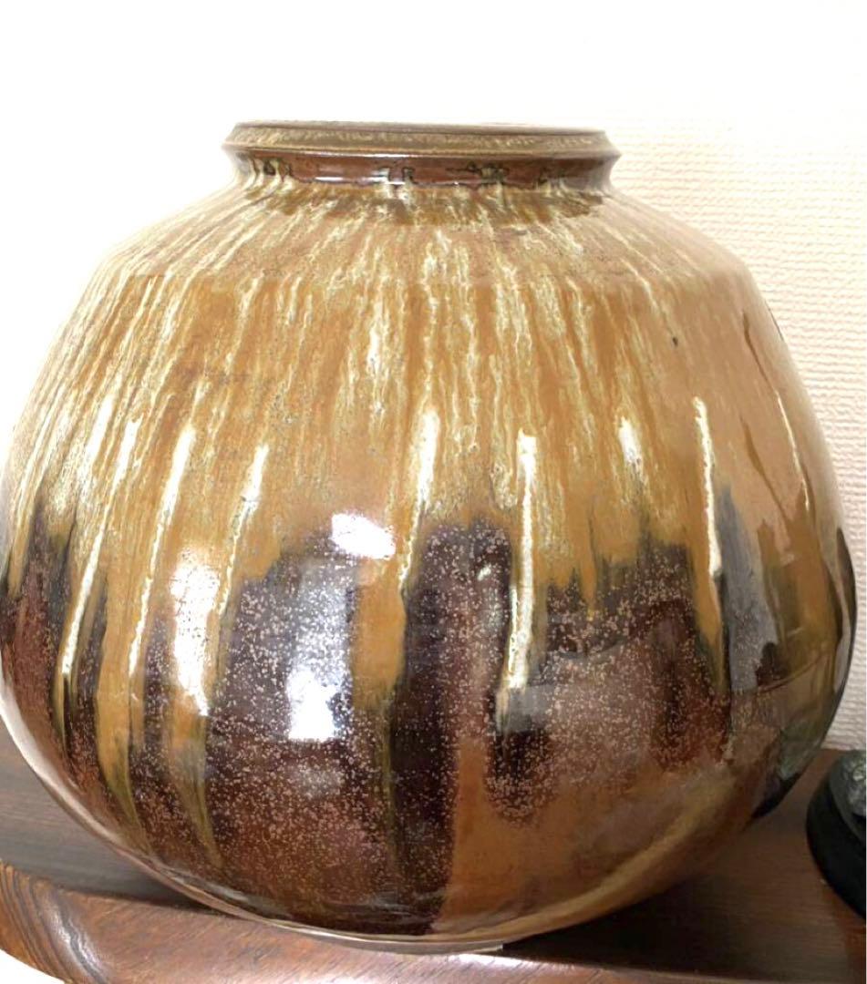 古美術 信楽焼 壺 花瓶  備前焼 唐物骨董品 高27cm X30cm