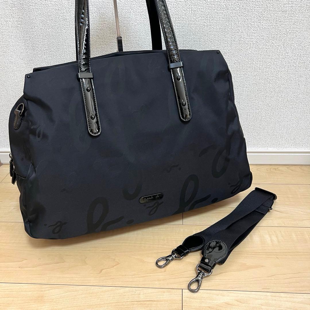 美品 アニエスベーボヤージュ 大容量 2WAYボストンショルダーバッグ 総柄